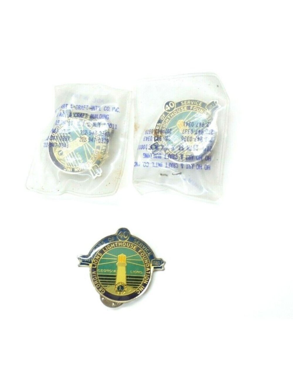 1989 Lions Club Brooch Pin Lot GA Lighthouse 40 Years Enamel Lapel Hat Bag Gear